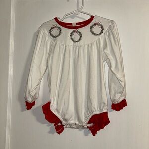 Festive White and Red Baby Romper